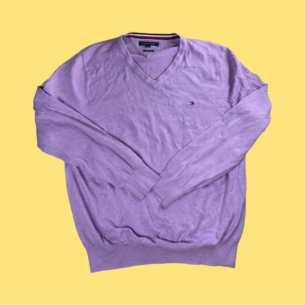 Tommy Hilfiger Purple Womens Premium Cotton Knitted Long Sleeve Sweatshirt